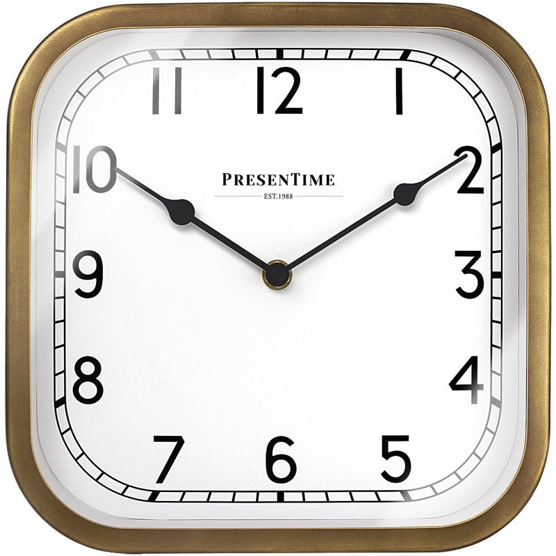 Presentime & Co 10" Anton Vintage Square Clock, Silent No Ticking, Wall & Mantel 2 in 1 Clock, Desk and Shelf Clock, Tabletop DÃ©cor, Antique Hamilton Gold - Image 1